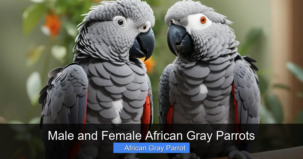 Male and Female African Gray Parrots