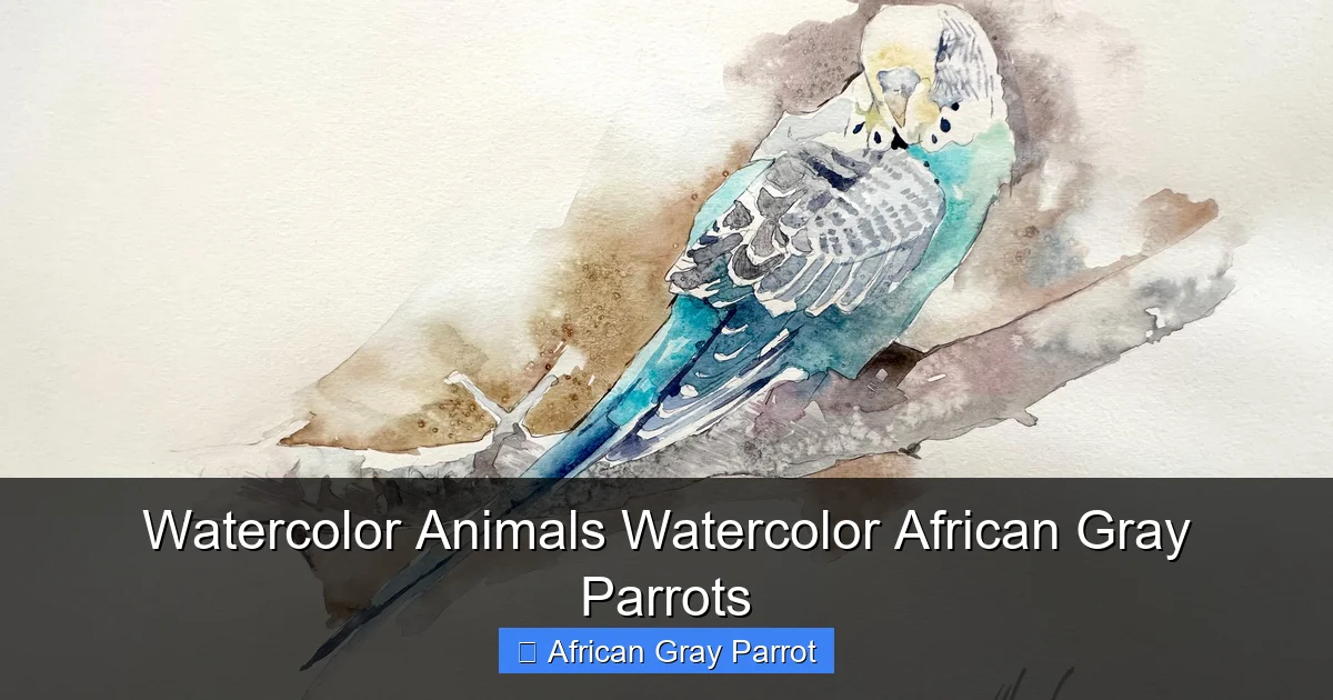 Watercolor Animals Watercolor African Gray Parrots